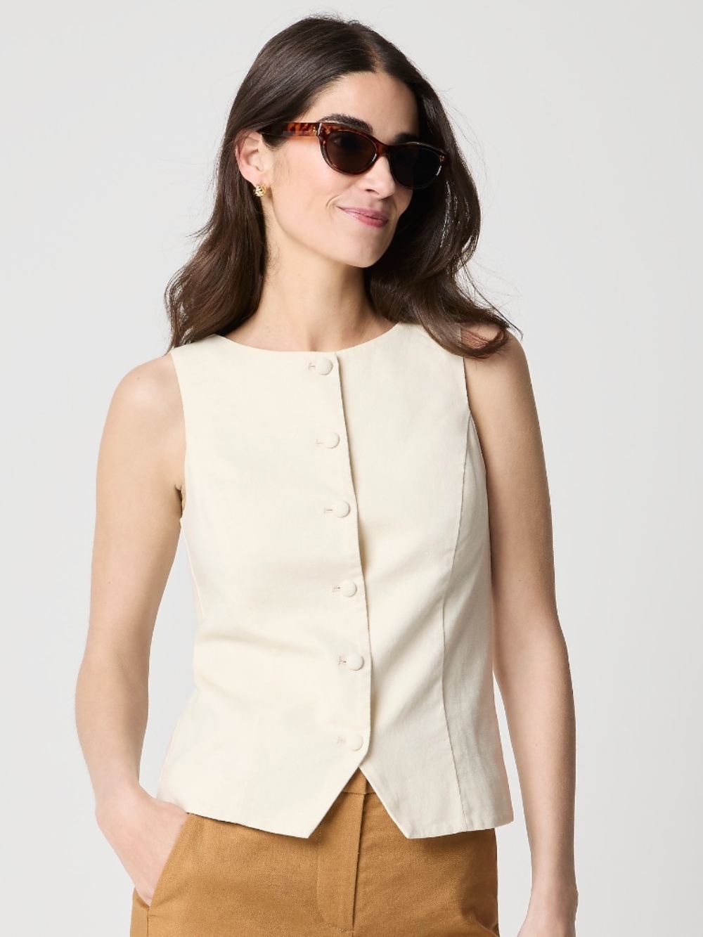 NWT J.Crew Factory Linen-cotton blend vest